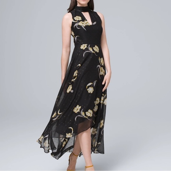 WHBM Halter Clip Jacquard Maxi Dress - Picture 1 of 14
